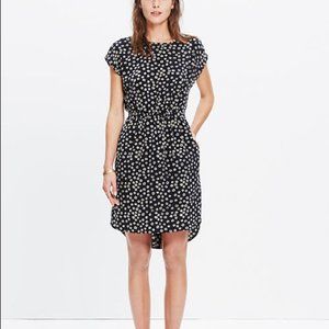 Madewell Silk Stencil Floral Blossom Dress Black Size 8